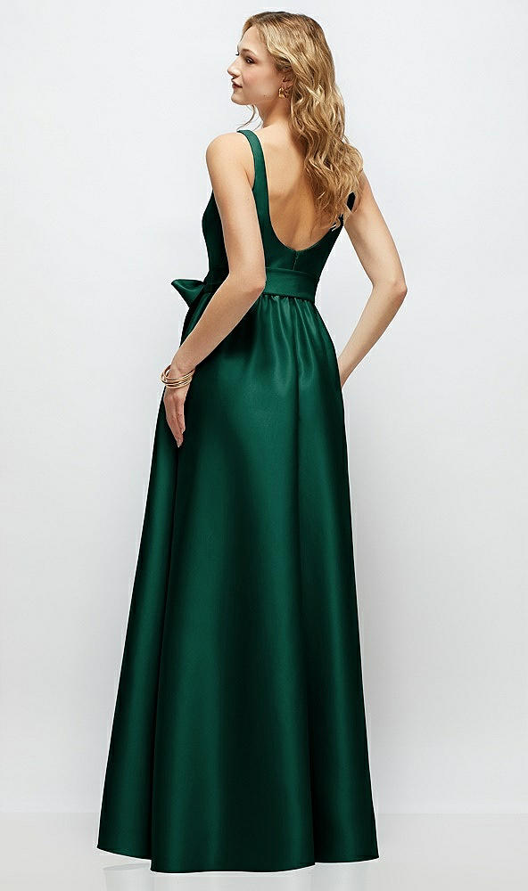 Back View - Hunter Green Scoop-Neck Tank Bodice Maxi Dress with Full Skirt