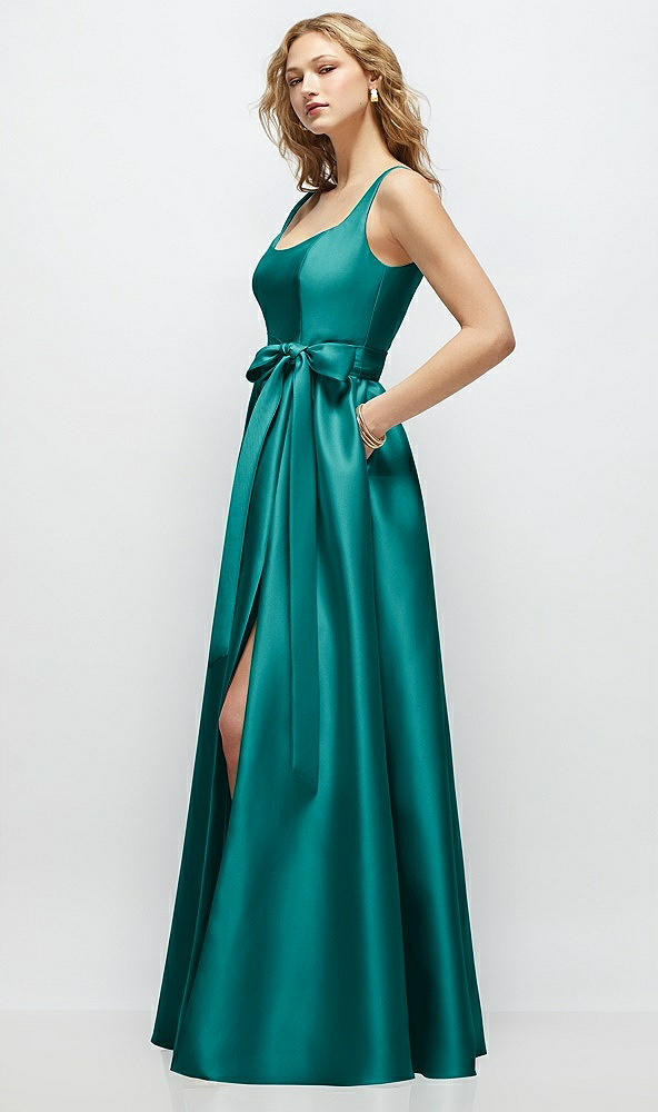 Front View - Jade Scoop-Neck Tank Bodice Maxi Dress with Full Skirt