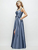 Front View Thumbnail - Larkspur Blue Scoop-Neck Tank Bodice Maxi Dress with Full Skirt