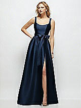 Side View Thumbnail - Midnight Navy Scoop-Neck Tank Bodice Maxi Dress with Full Skirt