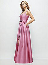 Front View Thumbnail - Powder Pink Scoop-Neck Tank Bodice Maxi Dress with Full Skirt