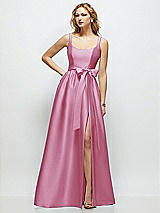 Side View Thumbnail - Powder Pink Scoop-Neck Tank Bodice Maxi Dress with Full Skirt