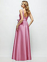 Rear View Thumbnail - Powder Pink Scoop-Neck Tank Bodice Maxi Dress with Full Skirt