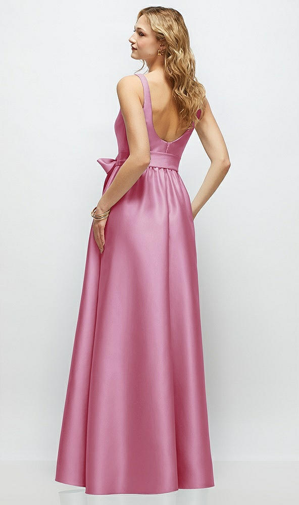 Back View - Powder Pink Scoop-Neck Tank Bodice Maxi Dress with Full Skirt