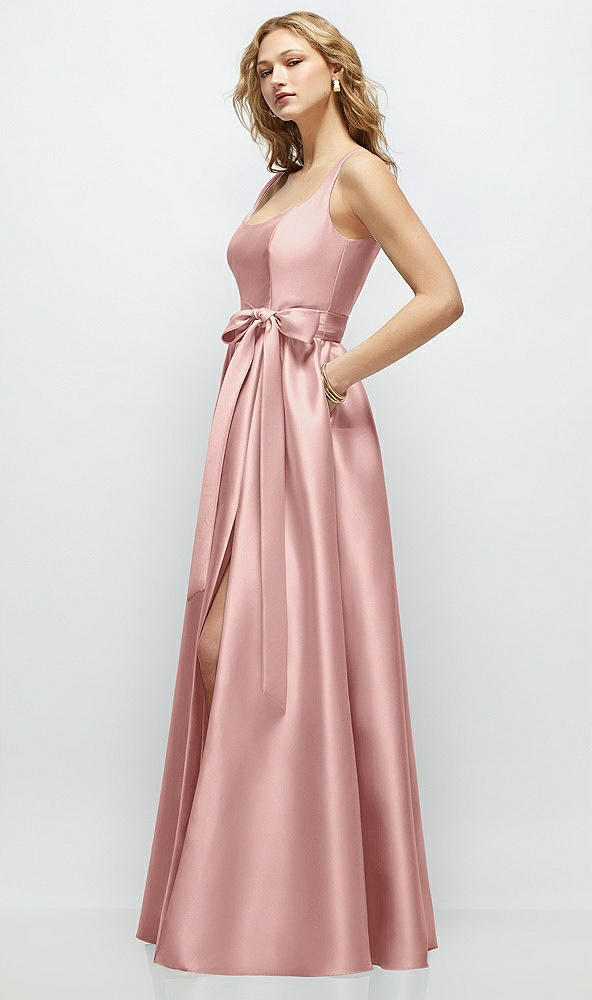 Front View - Rose Scoop-Neck Tank Bodice Maxi Dress with Full Skirt