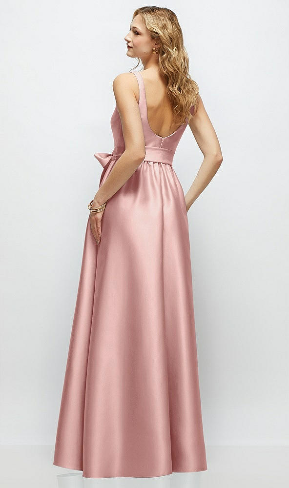 Back View - Rose Scoop-Neck Tank Bodice Maxi Dress with Full Skirt