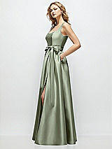 Front View Thumbnail - Sage Scoop-Neck Tank Bodice Maxi Dress with Full Skirt