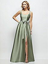 Side View Thumbnail - Sage Scoop-Neck Tank Bodice Maxi Dress with Full Skirt