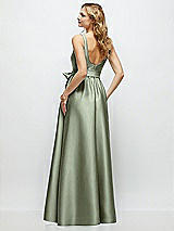 Rear View Thumbnail - Sage Scoop-Neck Tank Bodice Maxi Dress with Full Skirt