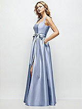 Front View Thumbnail - Sky Blue Scoop-Neck Tank Bodice Maxi Dress with Full Skirt