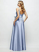 Rear View Thumbnail - Sky Blue Scoop-Neck Tank Bodice Maxi Dress with Full Skirt