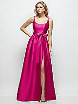 Side View Thumbnail - Think Pink Scoop-Neck Tank Bodice Maxi Dress with Full Skirt