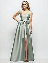 Side View Thumbnail - Willow Green Scoop-Neck Tank Bodice Maxi Dress with Full Skirt