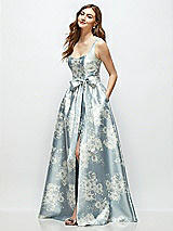 Front View Thumbnail - Porcelain Blue Seraphina Floral Floral Scoop-Neck Tank Bodice Maxi Dress with Full Skirt