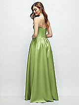 Rear View Thumbnail - Mojito Strapless Satin Drop Waist Gown with Full Skirt