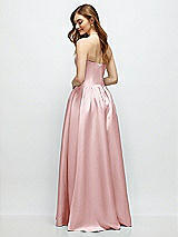 Rear View Thumbnail - Ballet Pink Strapless Satin Drop Waist Gown with Full Skirt