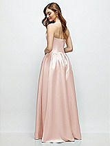 Rear View Thumbnail - Blush Strapless Satin Drop Waist Gown with Full Skirt