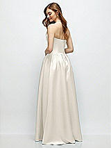 Rear View Thumbnail - Ivory Strapless Satin Drop Waist Gown with Full Skirt