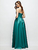 Rear View Thumbnail - Jade Strapless Satin Drop Waist Gown with Full Skirt