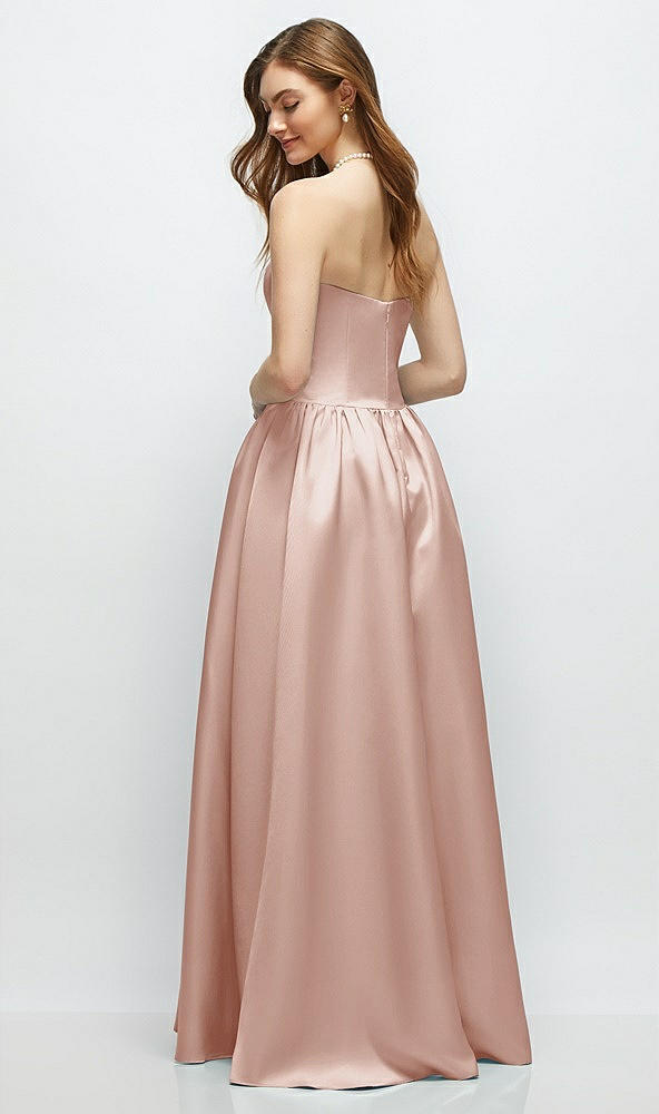 Back View - Toasted Sugar Strapless Satin Drop Waist Gown with Full Skirt