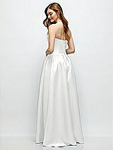 Rear View Thumbnail - White Strapless Satin Drop Waist Gown with Full Skirt