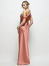 Rear View Thumbnail - Desert Rose Draped One-Shoulder Bias Stretch Satin Maxi Dress