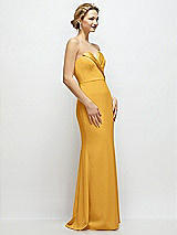 Side View Thumbnail - NYC Yellow Strapless Crepe Tuxedo Gown with Satin Lapels and Buttons