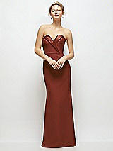 Front View Thumbnail - Auburn Moon Strapless Crepe Tuxedo Gown with Satin Lapels and Buttons