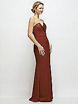 Side View Thumbnail - Auburn Moon Strapless Crepe Tuxedo Gown with Satin Lapels and Buttons