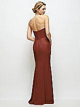 Rear View Thumbnail - Auburn Moon Strapless Crepe Tuxedo Gown with Satin Lapels and Buttons