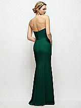 Rear View Thumbnail - Hunter Green Strapless Crepe Tuxedo Gown with Satin Lapels and Buttons