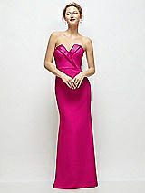 Front View Thumbnail - Think Pink Strapless Crepe Tuxedo Gown with Satin Lapels and Buttons
