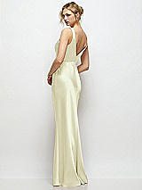 Rear View Thumbnail - Butter Yellow Sleeveless V-Neck Stretch Satin Bias Slip Maxi Dress
