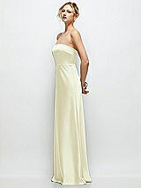 Side View Thumbnail - Butter Yellow Strapless A-Line Stretch Satin Maxi Dress