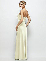 Rear View Thumbnail - Butter Yellow Strapless A-Line Stretch Satin Maxi Dress