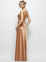 Rear View Thumbnail - Toffee Strapless A-Line Stretch Satin Maxi Dress