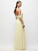 Rear View Thumbnail - Butter Yellow Off-the-Shoulder Basque Corset Chiffon Maxi Dress