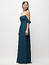 Side View Thumbnail - Atlantic Blue Off-the-Shoulder Basque Corset Chiffon Maxi Dress