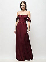 Front View Thumbnail - Cabernet Off-the-Shoulder Basque Corset Chiffon Maxi Dress