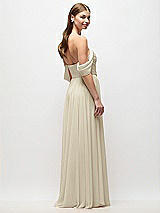Rear View Thumbnail - Champagne Off-the-Shoulder Basque Corset Chiffon Maxi Dress