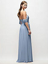 Rear View Thumbnail - Cloudy Off-the-Shoulder Basque Corset Chiffon Maxi Dress