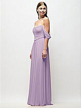 Side View Thumbnail - Pale Purple Off-the-Shoulder Basque Corset Chiffon Maxi Dress