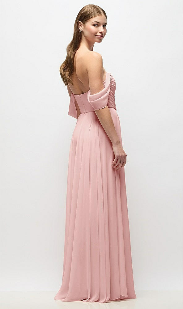 Back View - Rose Off-the-Shoulder Basque Corset Chiffon Maxi Dress