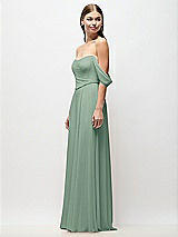 Side View Thumbnail - Seagrass Off-the-Shoulder Basque Corset Chiffon Maxi Dress
