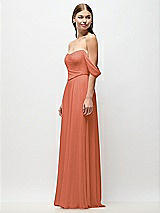 Side View Thumbnail - Terracotta Copper Off-the-Shoulder Basque Corset Chiffon Maxi Dress