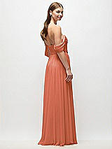 Rear View Thumbnail - Terracotta Copper Off-the-Shoulder Basque Corset Chiffon Maxi Dress