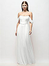 Front View Thumbnail - White Off-the-Shoulder Basque Corset Chiffon Maxi Dress