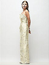 Side View Thumbnail - Butter Yellow Floral Strapless Asymmetrical Draped Satin Column Floral Maxi Dress