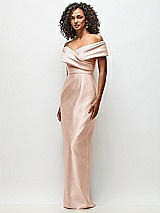 Side View Thumbnail - Cameo Draped Wrap Off-the-Shoulder Satin Column Floral Maxi Dress