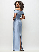 Rear View Thumbnail - Cloudy Draped Wrap Off-the-Shoulder Satin Column Floral Maxi Dress